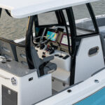 Blackout helm dash with optional dual screen, optional Yamaha Helmaster EX and rear facing galley