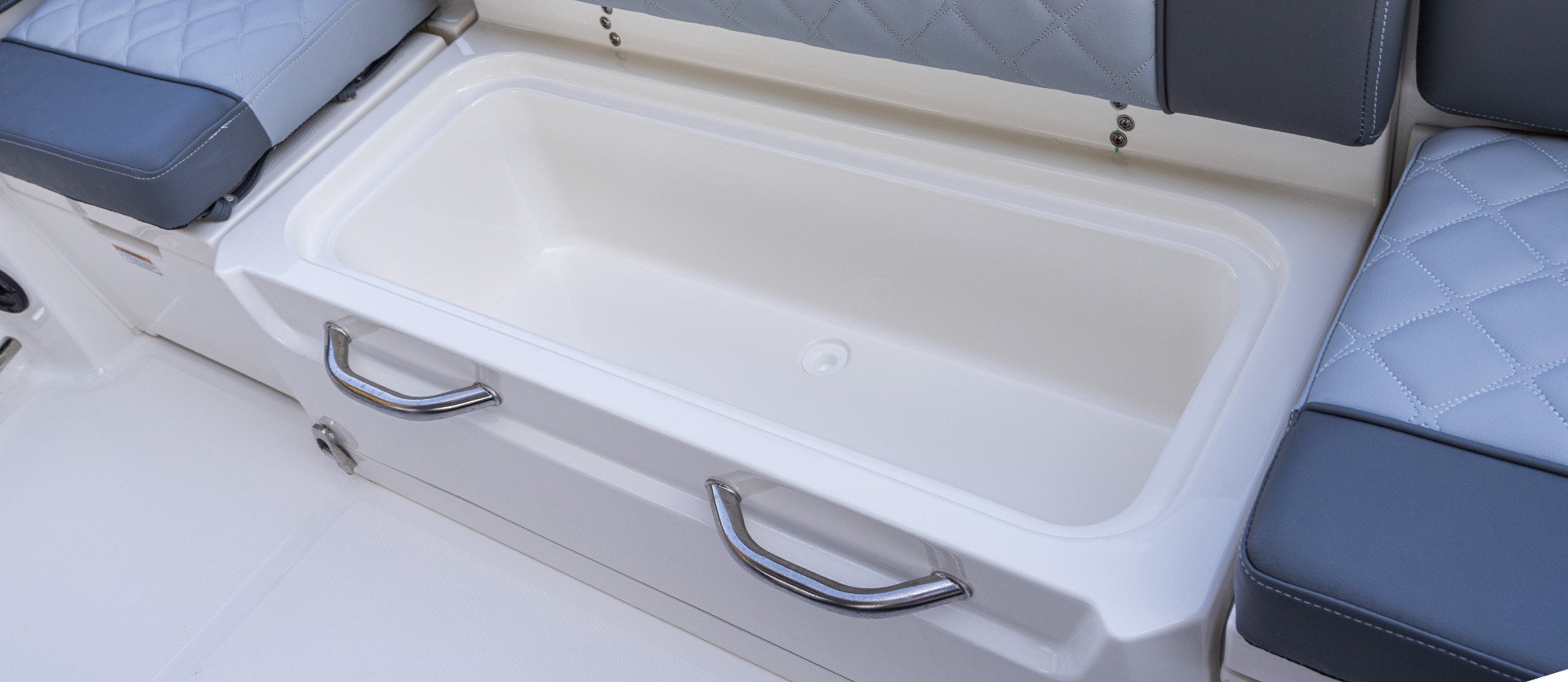 Large 50 gal. insulated underseat fish Box and storage.