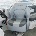 Dual helm captains seats with flip-up bolsters