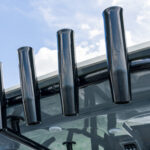 Top mounted stainless steel rod holders