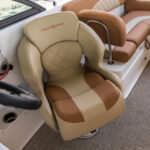 Dual helm captains seats with flip-up bolsters