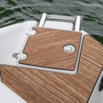 Aft swim platform with boarding ladder
