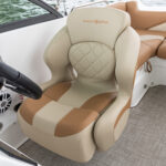 Dual helm captains seats with flip-up bolsters